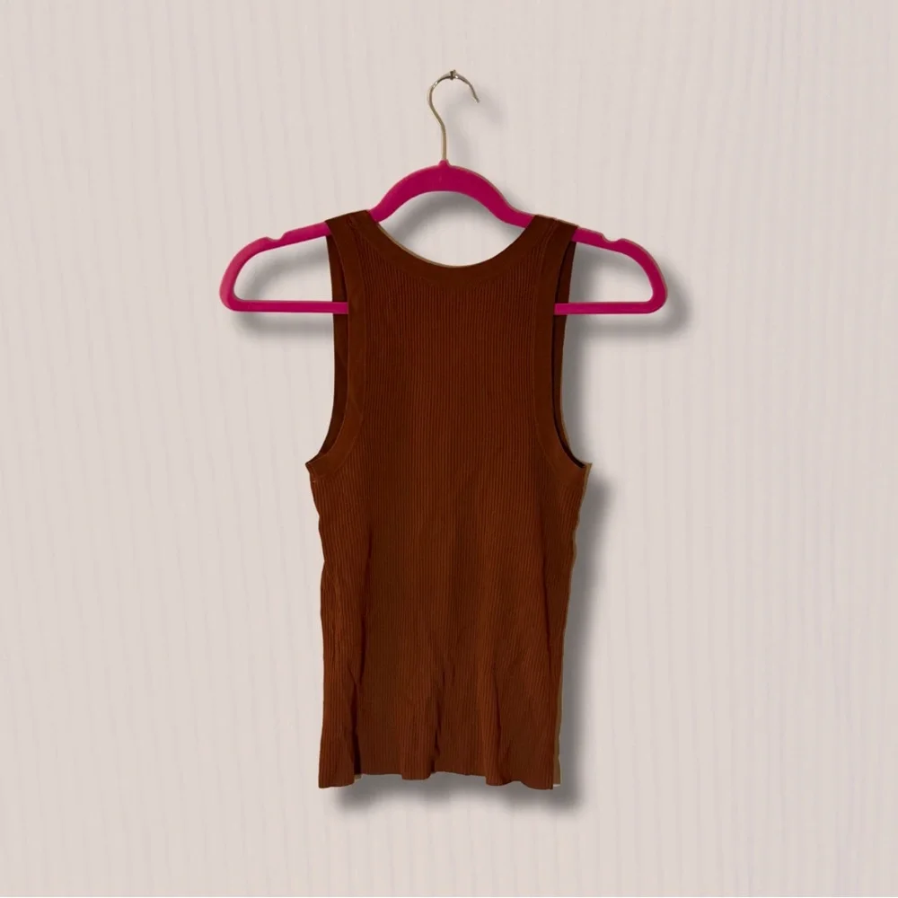 Zara Ribbed Rust/Brown Tank Top - Picture 2 of 3